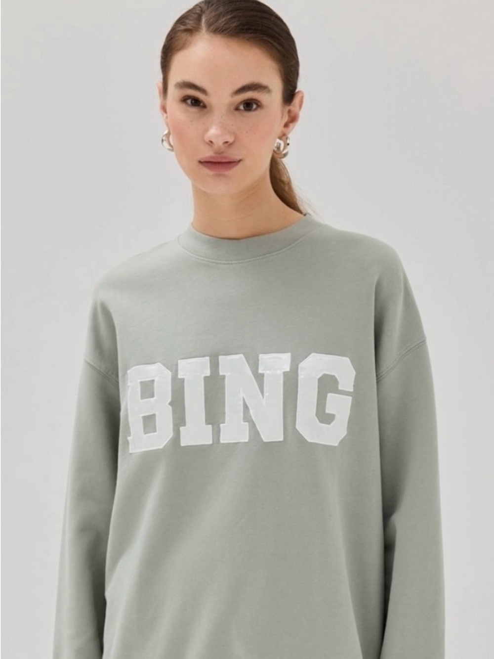 Aninebing / Tyler Satin Bing Sweatshirt / Sage / M size